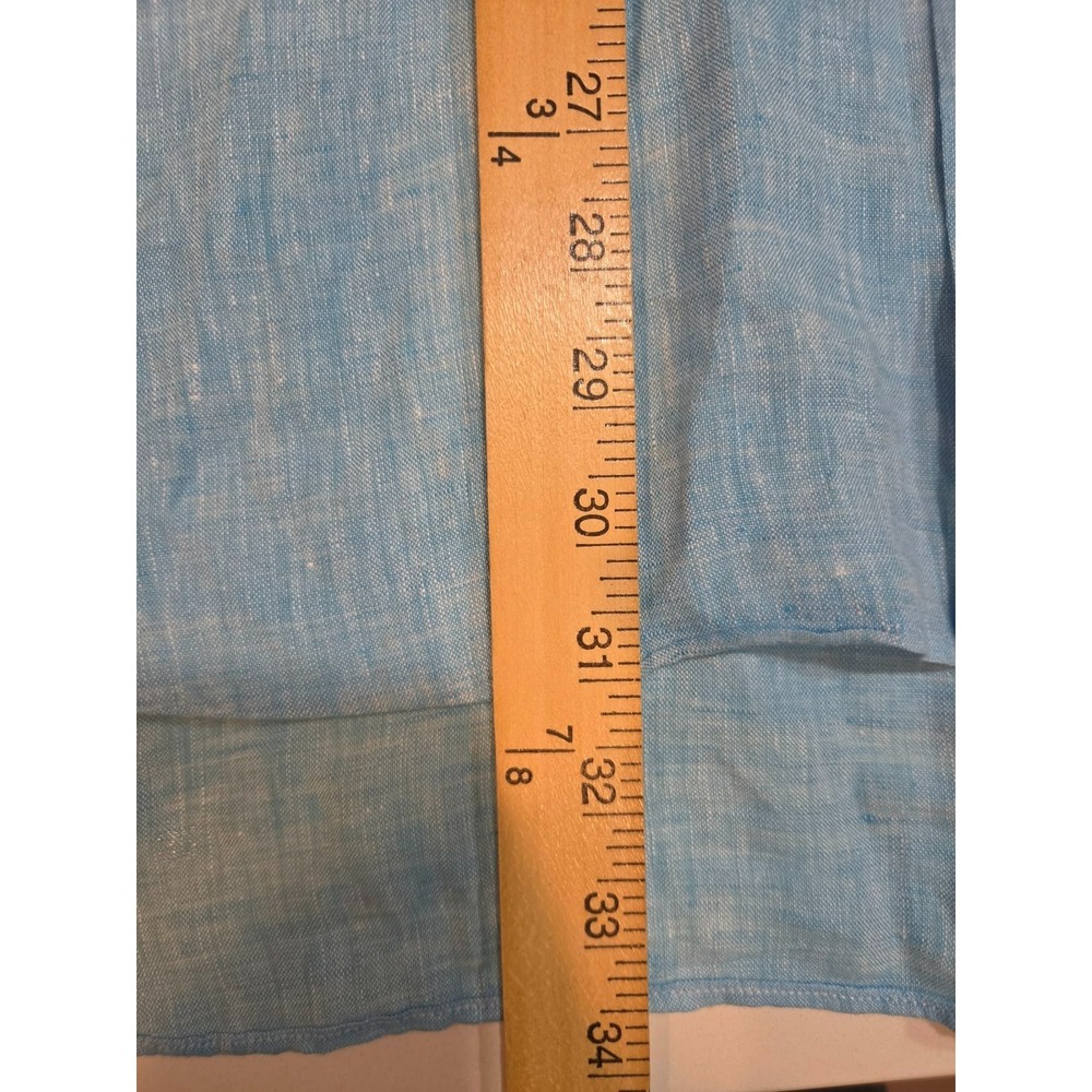 Tiki Napoli 100% Linen Blue Shirt Mens XL Long Sleeve Made in Italy Casual - Picture 10 of 13